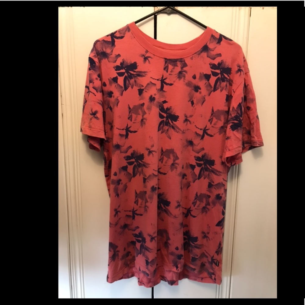 Huf pink and blue floral patterned t-shirt